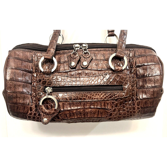 Vintage RIVER Genuine Alligator Skin Rectangular Shoulder Bag Handbag Unique - Picture 6 of 16